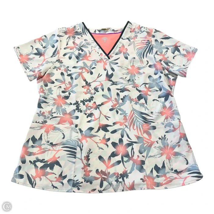 Top Short Sleeve By Clothes Mentor In Grey & Pink, Size: Xl