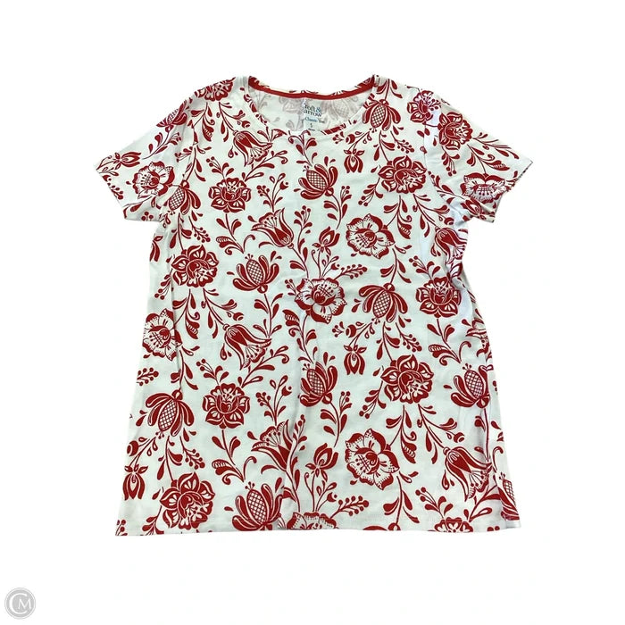 Top Short Sleeve By Croft And Barrow In Red & White, Size: S
