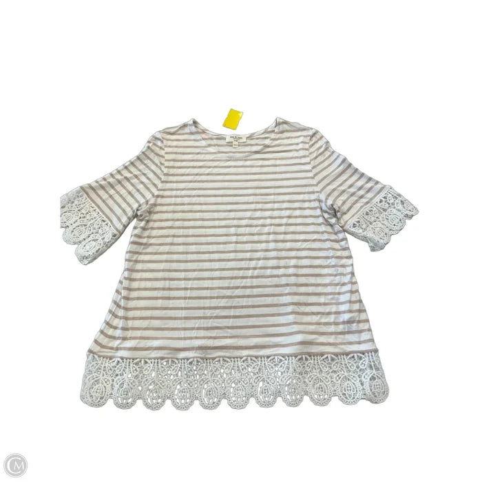 Top Short Sleeve By Kim & Cami In Striped Pattern, Size: L