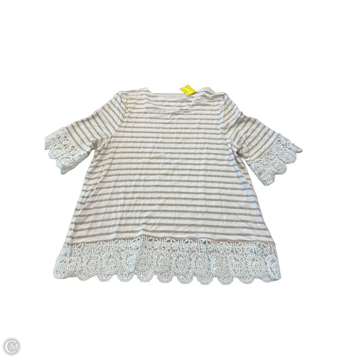 Top Short Sleeve By Kim & Cami In Striped Pattern, Size: L