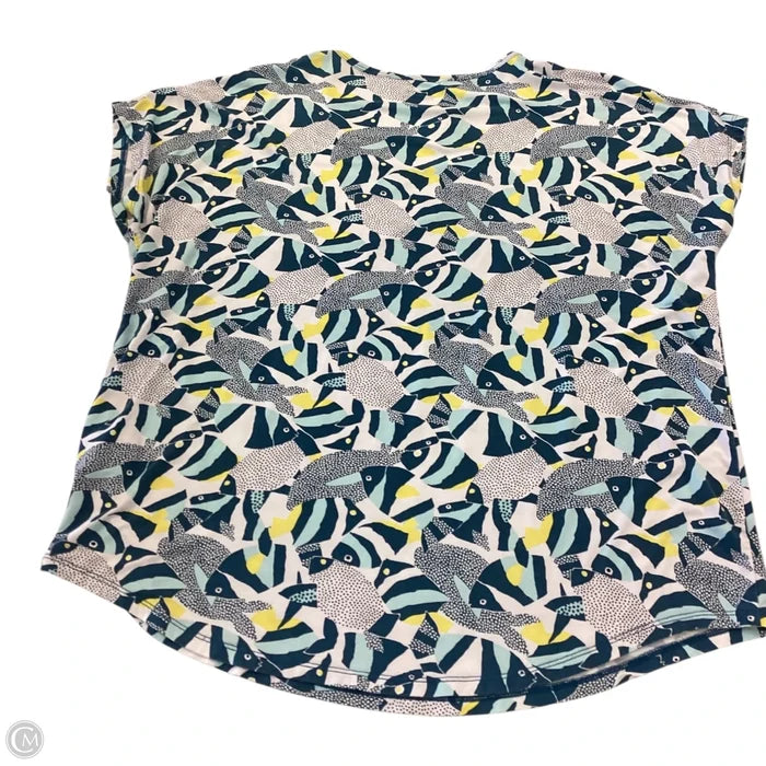 Top Short Sleeve By Lands End In Blue & White, Size: Xl
