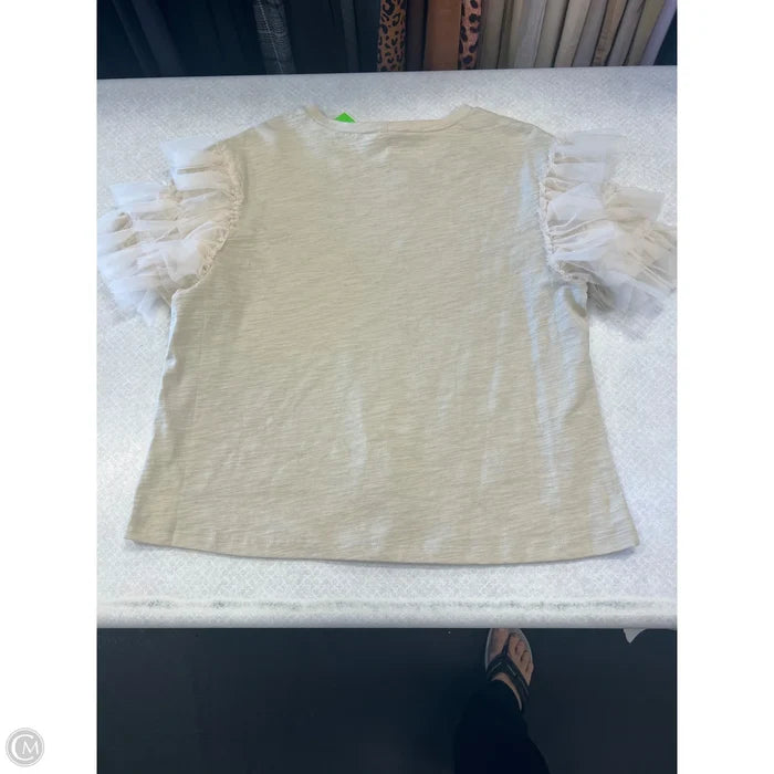 Top Short Sleeve By Lea & Viola In Tan, Size: L