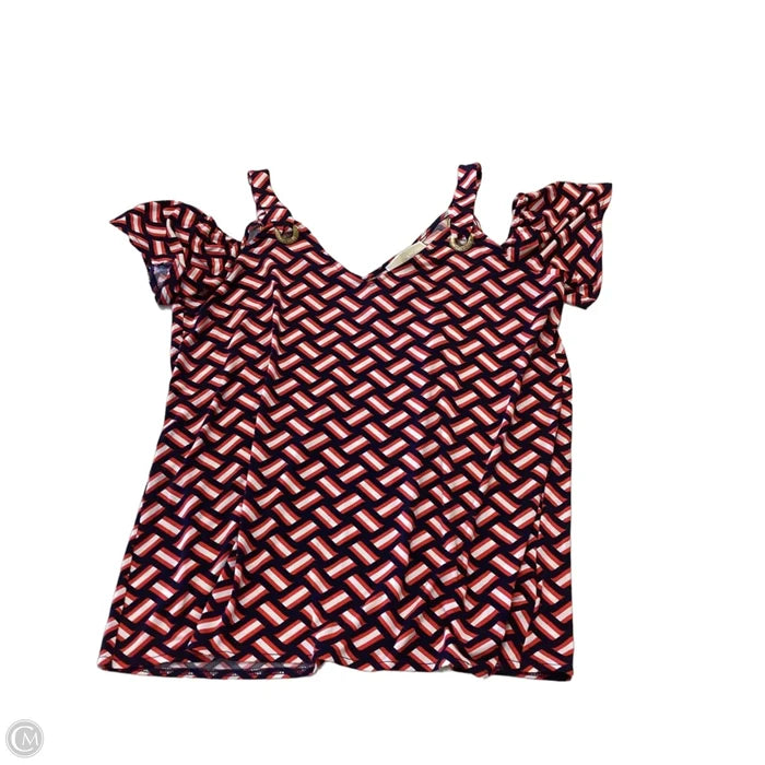 Top Short Sleeve Designer By Michael Kors In Blue & Red & White, Size: M