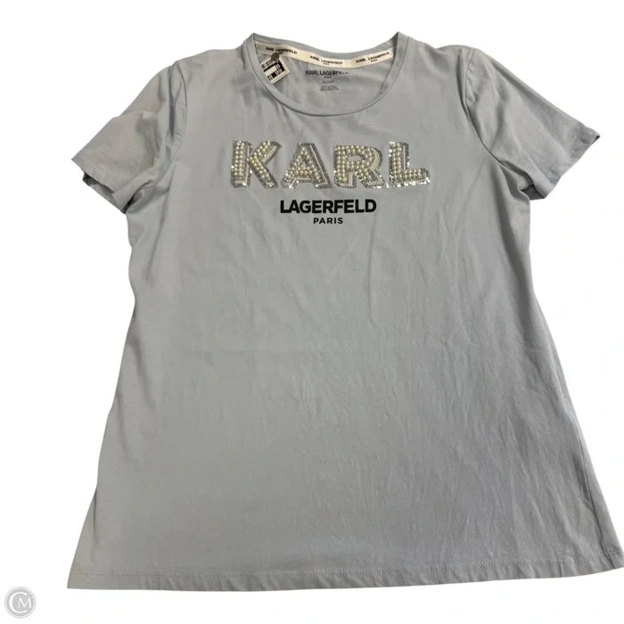 Top Short Sleeve Designer By Karl Lagerfeld In Blue, Size: S