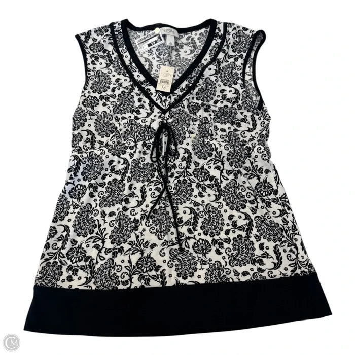 Top Sleeveless By Loft In Black & White, Size: M