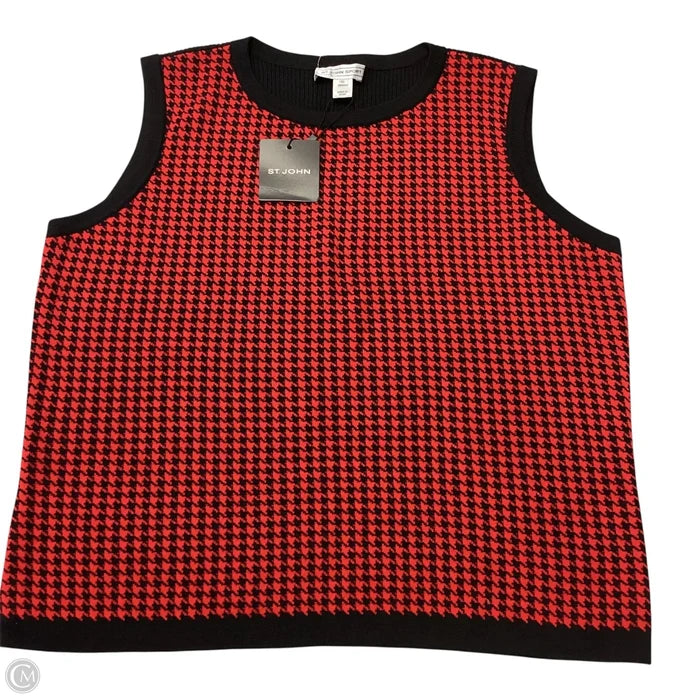 Top Sleeveless Luxury Designer By St John Collection In Black & Red, Size: Xl