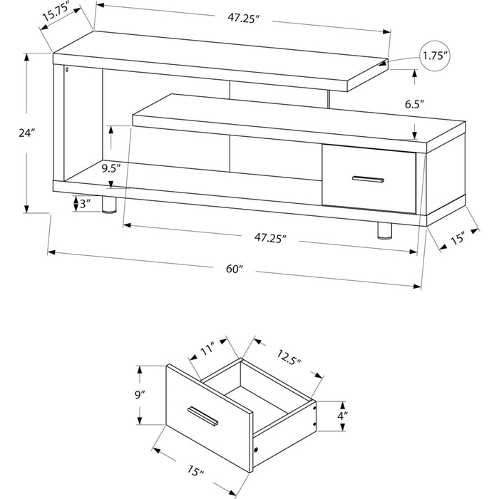 TV Stand - Espresso/Silver