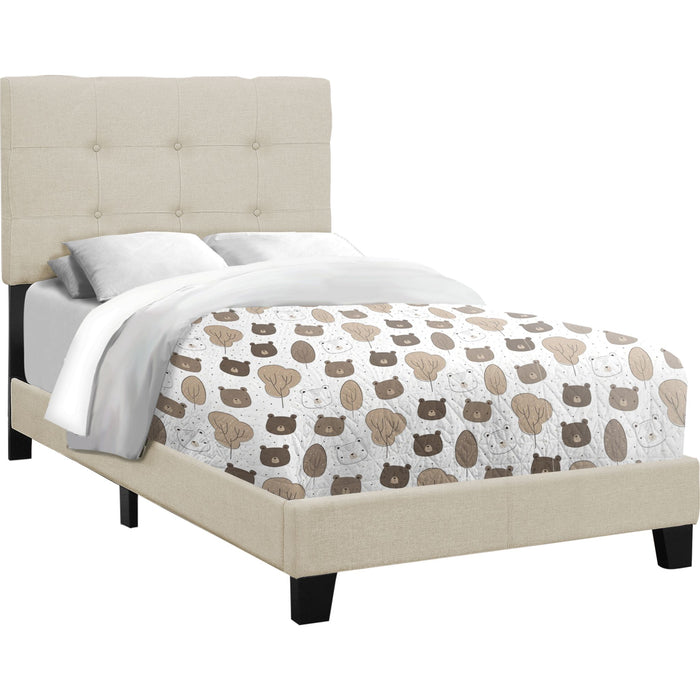 Twin Upholstered Bed - Beige
