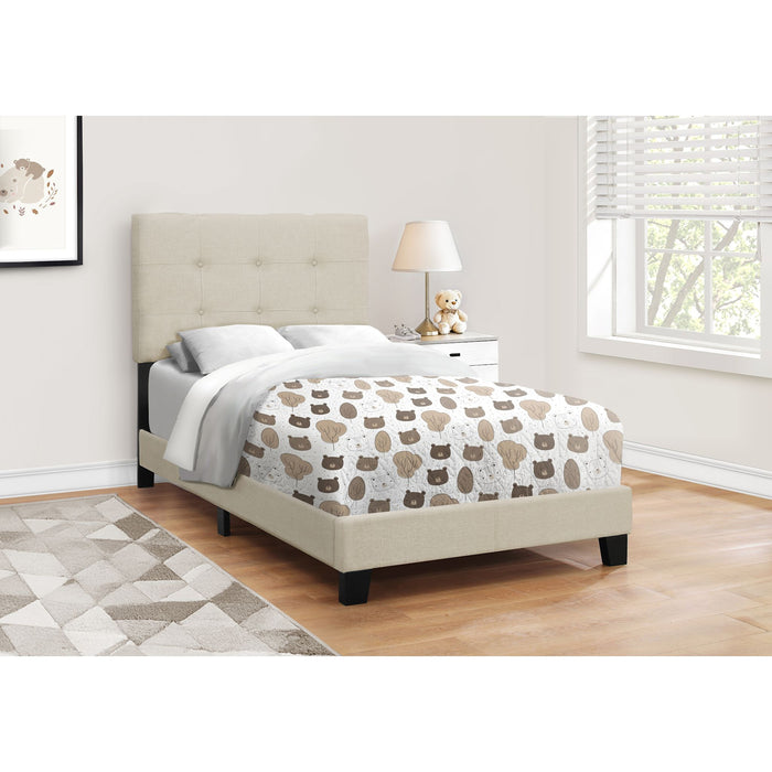 Twin Upholstered Bed - Beige