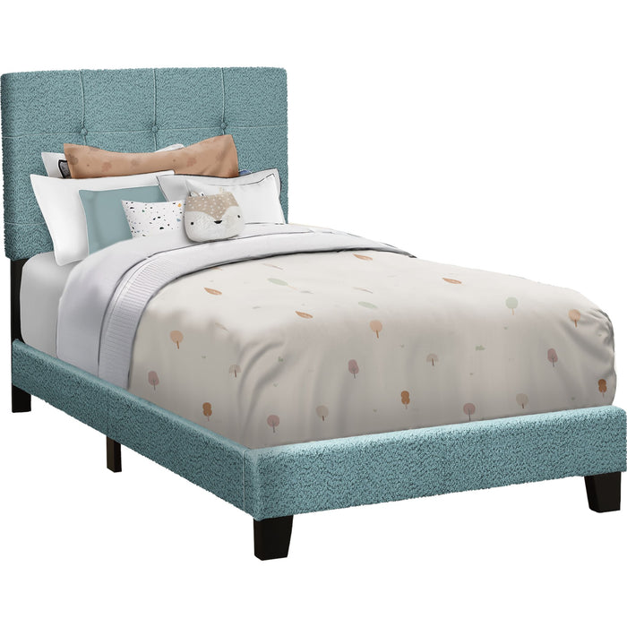 Twin Upholstered Bed - Blue/Black