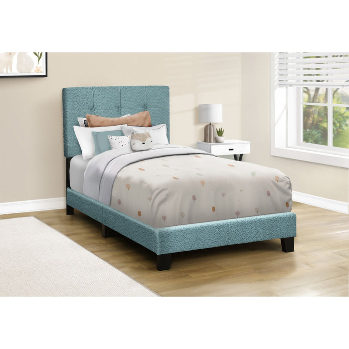 Twin Upholstered Bed - Blue/Black