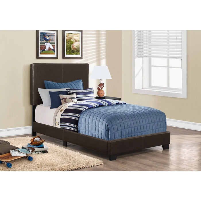 Twin Upholstered Bed - Brown