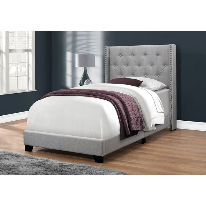 Twin Upholstered Bed - Grey