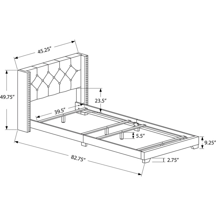 Twin Upholstered Bed - Grey