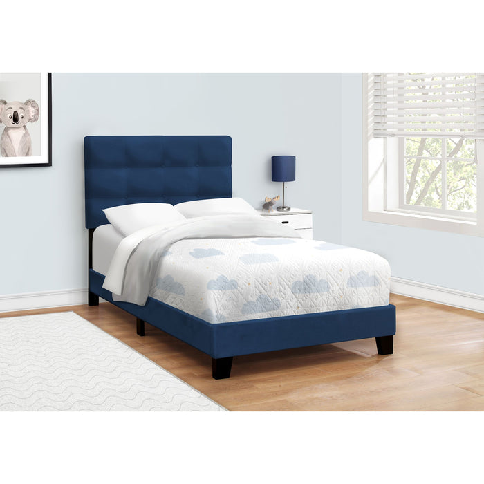 Twin Upholstered Bed - Navy Blue