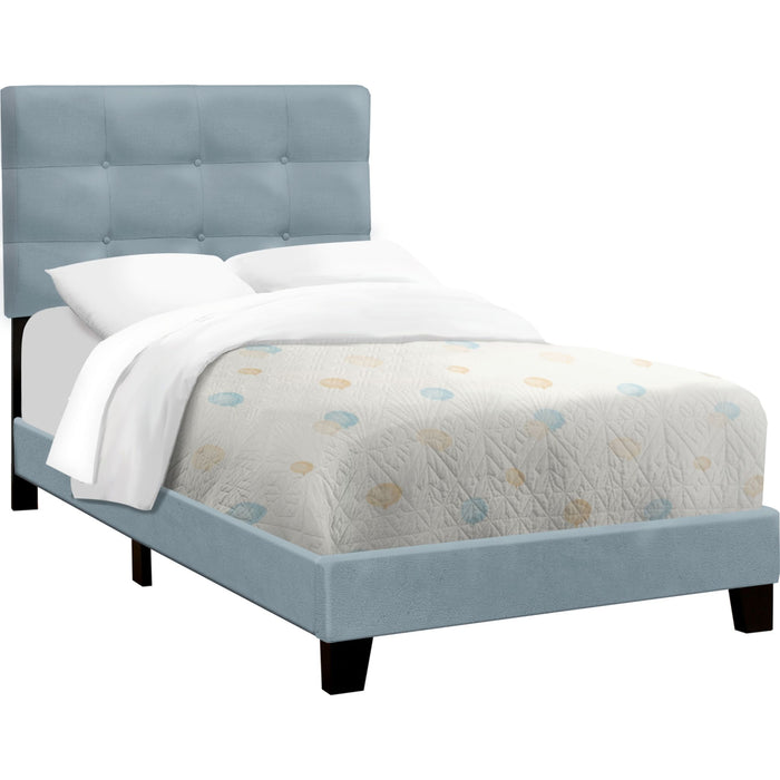 Twin Upholstered Bed - Steel Blue