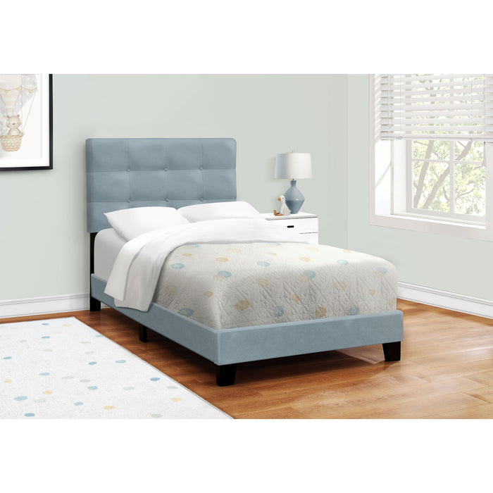 Twin Upholstered Bed - Steel Blue
