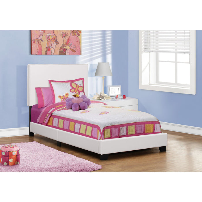 Twin Upholstered Bed - White