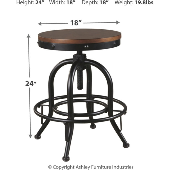 Valebeck Adjustable Height Stool - Brown/Black - (D546-224)